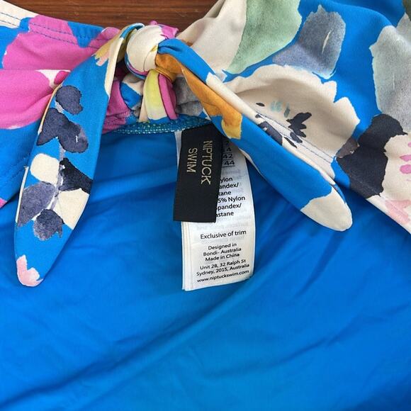 Nip Tuck Multi-fit Cup Swim floral print tie top tummy cutout one piece swimsuit - Picture 4 of 5